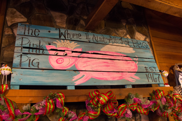Pink Pig BBQ Restaurant Sign - Cherry Log, GA