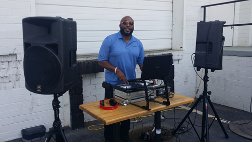 DJ Jaron Dudley spinning a playlist that featured quite a few Prince songs.