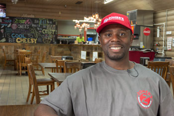 Terran Nelson of Zoner's Pizza Wings and Waffles in Buford, Georgia