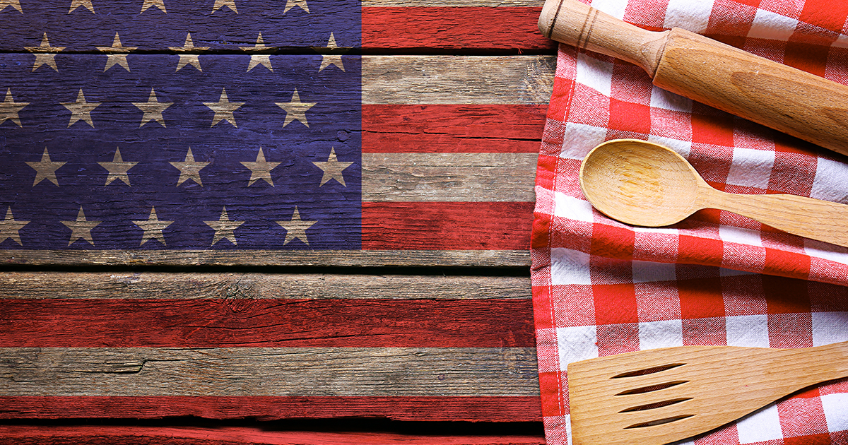 American Flag with utensils