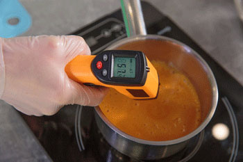 Infrared thermometers only measure surface temperatures. Some models also feature a probe attachment for internal readings.