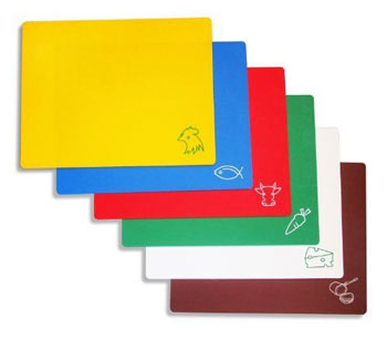 Color coded allergen safe cutting boards