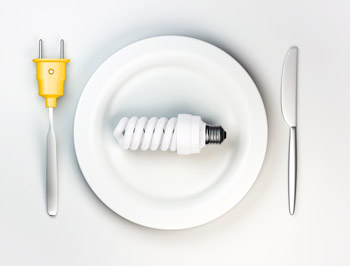 Lightbulb and forkplug table setting