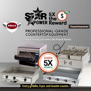 Earn 5X Peach Points on Star, Wells, Toastmaster and Magikitch'n