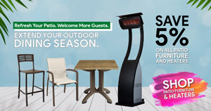 Outdoor Dining Comfort Event – Save 5% on Seating and Heaters
