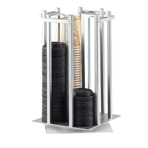Cal-Mil 1133-74 10in x 10in Silver (4) Section Revolving Cup/Lid Organizer 