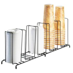 Cal-Mil 1233 22in x 6in Black Iron (5) Section Cup/Lid Organizer 