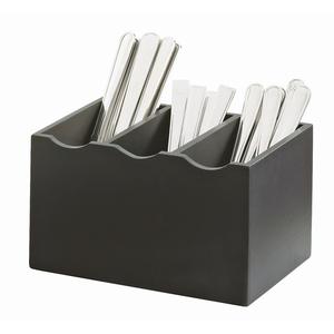 Cal-Mil 1244-96 Midnight Bamboo 8.25in x 5.5in (3) Compartment Cutlery Holder 