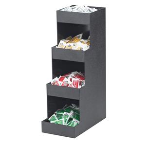 Cal-Mil 1261 Classic 6.5in x 12in Black Plastic 4-Tier Condiment Organizer 