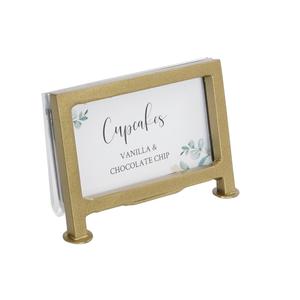 Cal-Mil 1262-90 3.5" x 2"H Gold Iron Card Holder w/ Clear Acrylic Inserts