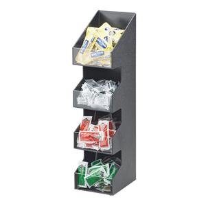 Cal-Mil 1423 Classic 5.25inx 6.75"Black Plastic 4-Tier Condiment Organizer 