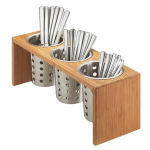 Cal-Mil 1425-3-60 Bamboo 16in x 5.5in Flatware Cylinder Organizer 