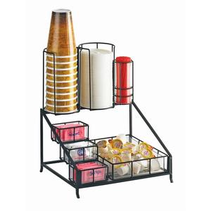 Cal-Mil 1453 12in x 10.5in Black Wire (7) Section Cup/Lid Organizer 