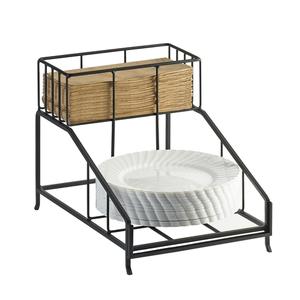 Cal-Mil 1455 9.5inx 14in Black Wire (2) Compartments Napkin/Plate Dispenser 