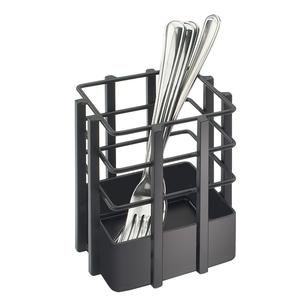 Cal-Mil 1544-13 SoHo 4in x 4in Black Metal Flatware Dispenser - 4 Each 