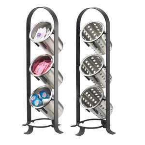 Cal-Mil 1583-13 SoHo 8.75in x 8.5in Black 3-Tier Flatware Cylinder Holder 