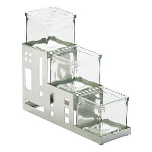 Cal-Mil 1604-55 Squared 4in x 12in Stainless Steel 3-Tier Condiment Organizer 