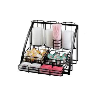 Cal-Mil 1715-13 Mission 15in x 14in x 12"H Black Wire Condiment Organizer 