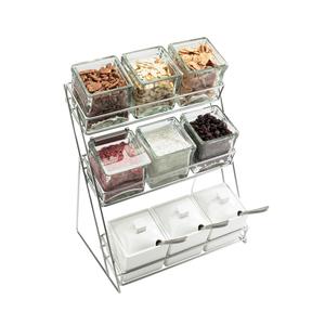 Cal-Mil 1812-39 13in x 9.5in Silver Wire 3-Tier Condiment Organizer 