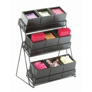 Cal-Mil 1817-96 Midnight Bamboo 13in x 9.5in Black Wire 3-Tier Display Stand 