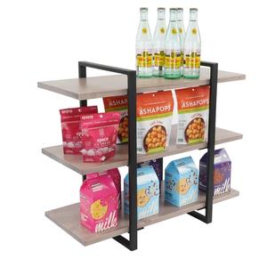 Cal-Mil 1940-110 Aspen 28in x 12in Black Metal & Pine Wood 3-Tier Display Stand 