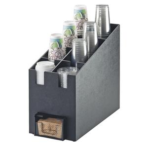 Cal-Mil 2045 Classic 9.25in x 19.25in Black Plastic Cup/Lid Organizer 