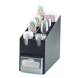 Cal-Mil 2046 Classic 9.25in x 19.25in Black Plastic Condiment Organizer 