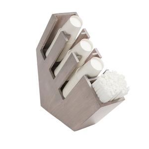 Cal-Mil 2051-110 Aspen 19.75"x 5.5" Gray Pine Wood Angled Cups/Lids Organizer