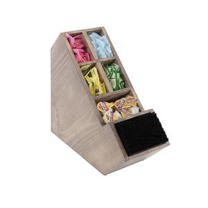 Cal-Mil 2052-110 Aspen 13in x 6in Gray Pine Wood Condiment/Stir-Stick Holder 