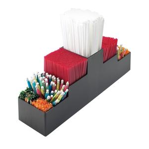 Cal-Mil 212 Classic 3.75in x 15.5in Black Plastic Straw Organizer 