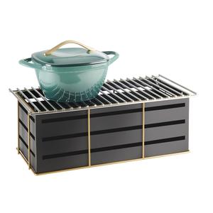 Cal-Mil 22083-90 Empire 19.75" x 10" Black Rectangular Chafing Dish Stand