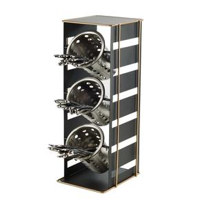 Cal-Mil 22086-90 Empire 7"x 7.25" Black Metal 3-Tier Flatware Cylinder Holder