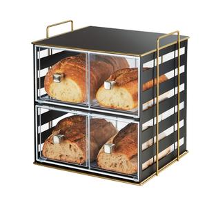 Cal-Mil 22088-90 Empire 13" x 11.25" Black Steel (4) Section Bread Display