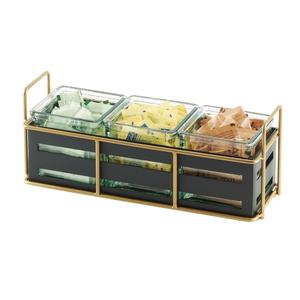 Cal-Mil 22091-90 Empire 12.5in x 4.5in x 5.25"H Gold Wire Condiment Organizer 