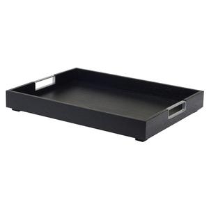 Cal-Mil 22347-87 Cinderwood 22inx 17"Black Oak Wood Room Service Tray - 3 Each 