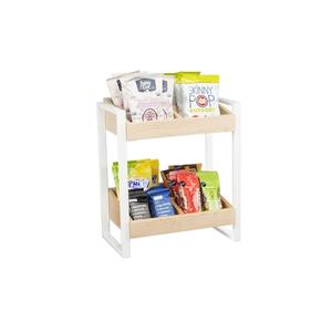 Cal-Mil 22357-15 Blonde 16" x 9" White Metal 2-Tier Countertop Display Stand