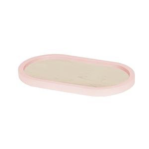 Cal-Mil 22379-712-108 Blonde 7" x 12" Maple Oval Serving Tray w/ Blush Rim