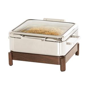 Cal-Mil 23719-78 16in x 16in x 10"H Walnut Induction Chafing Dish 