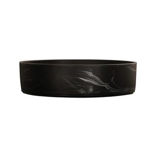 Cal-Mil 23738-12-124 12" Dia. x 3.25"H Black Marble Resin Bowl