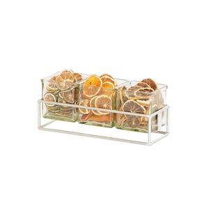 Cal-Mil 23747-3-49 12.5" x 4.5" x 3"H Chrome Wire 3 Jar Condiment Organizer