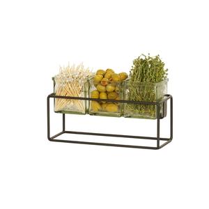 Cal-Mil 23747-6-13 12.5" x 4.5" x 6"H Black Wire 3 Jar Condiment Organizer