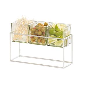 Cal-Mil 23747-6-49 12.5" x 4.5" x 6"H Chrome Wire 3 Jar Condiment Organizer
