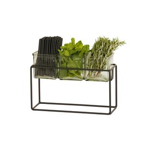 Cal-Mil 23747-9-13 12.5" x 4.5" x 9"H Black Wire 3 Jar Condiment Organizer