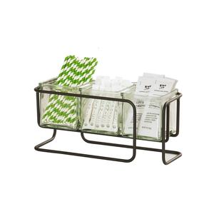 Cal-Mil 25207-3-13 Logan 12.75in x 4.75in x 6"H Black Wire Condiment Organizer 