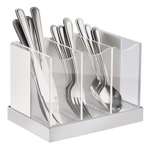 Cal-Mil 3015-55 Luxe 8.25" x 5.75" x 6"H Clear Acrylic Flatware Holder