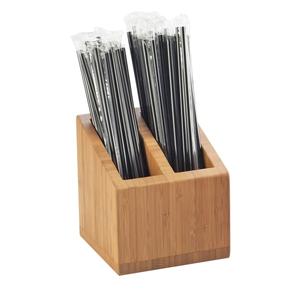 Cal-Mil 3308-60 Bamboo 5in x 5in x 5.5"H (2) Compartment Straw Organizer 