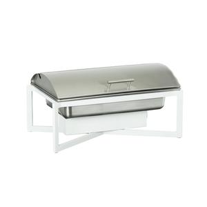 Cal-Mil 3321-15 Juno 24.25in x 15.25in x 12"H White Metal Chafing Dish Stand 