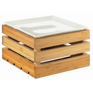 Cal-Mil 3332-7-60 Bamboo 12in x 12in x 7"H Square Display Crate Tower 