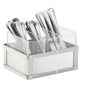 Cal-Mil 3408-55 Urban 9in x 6in x 5.25"H Stainless Steel Flatware Organizer 