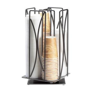 Cal-Mil 369 8in x 8in Black Iron (4) Section Revolving Cup/Lid Organizer 